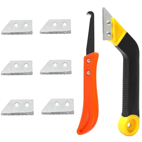 9 Pcs Pro Grout Scraping Rake Tool, Grout Clean Remover Tile Grout Hand Saw Angled with Replacement Accessories for Tile Cleaning