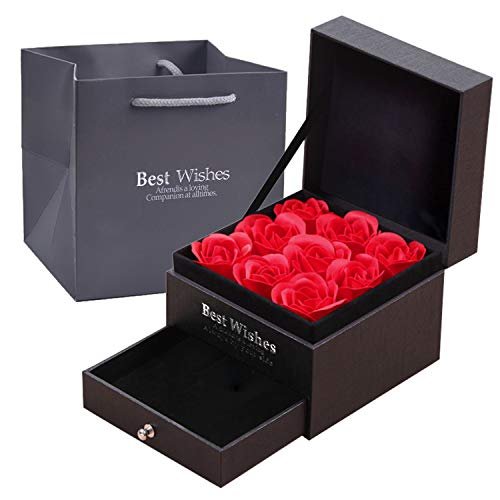 Cadeau de Saint Valentin pour petite amie, Boîte à Bijoux Artificielle Rose fleur éternelle Saint Valentin Cadeaux D'anniversaire pour Femme, Petite amie, Maman Cover