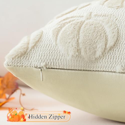 JOTOM Fall Cushion Covers 40x60cm Set of 2 Pumpkin Autumn Thanksgiving Decorative Throw Pillow Covers Soft Plush Faux Fur Pillow Case for Home Bedroom Couch Sofa Decor (Cream Beige) - Cosy Home Interiors JOTOM Fall Cushion Covers 40x60cm Set of 2 Pumpkin Autumn Thanksgiving Decorative Throw Pillow Covers Soft Plush Faux Fur Pillow Case for Home Bedroom Couch Sofa Decor (Cream Beige) - Image 2