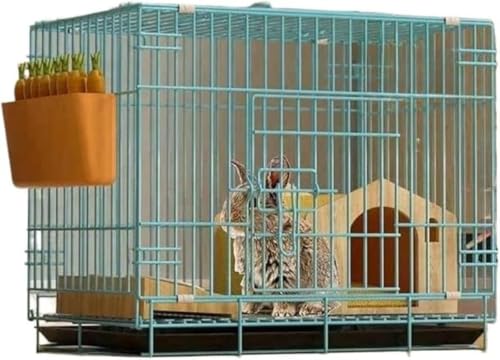 ThriVing うさぎ ケージ 折畳み 引き出しトイレ付き 広い 小動物 室内 小屋 屋根付き うさぎ 小屋 天井扉 ペットケージ 休憩所 脱走防止 組立簡単 掃除簡単 持ち運び便利 ペット用品 (5,50*35*40cm)