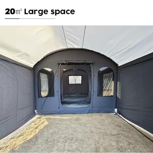 SSLW 5~8 People Large Blow Up Air Tents House Waterproof Windproof Easy Setup Outdoor Cotton Tent,20㎡ Inflatable Tent for Family Camping, with Mesh Windows & Pump - Image 3