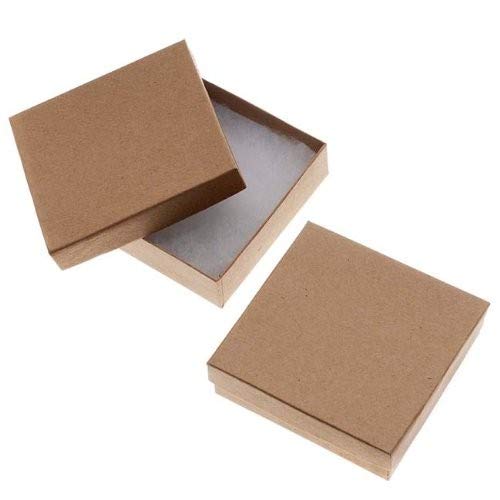 Beadaholique 16-Piece Kraft Square Cardboard Jewelry Boxes, 3.5 by 3.5 by 1-Inch, Brown