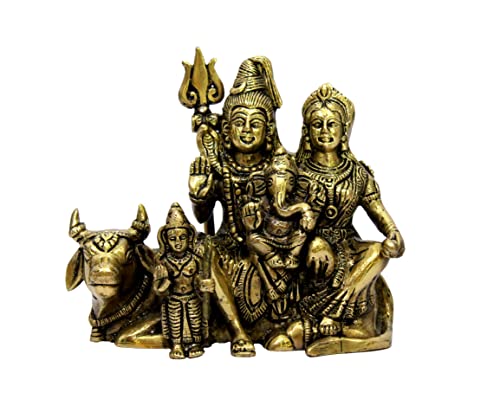 Image of ESPLANADE Brass Shiv Pariwar - Shiva Family - Shiv Parvati Shiva Bholenath Shankar Ganesha Nandi Murti Moorti Idol Statue Sculpture - 5.5 inch Inches