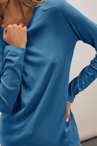 Cicy Bell Womens Long Sleeve Shirts Casual Loose Fit Crew Neck Seam Tunic Tops Fall Basic Tees - image 2