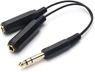 SiYear 6.35mm 1/4" male plug Stereo to 2 Dual 1/4"TRS Female jack connector audio speaker cable, Y Splitter Adapter cable (20CM / 8Inch)