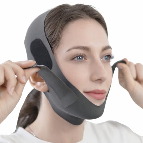 V Line Lifting Mask Chin Strap for Sleeping, Face Lifting Strap, Chin Strap, V Line Mask, Jawline Shaper, Jaw Strap, Double Chin Reducer, Face Lift Tape & Snoring Solution (Black-Z)