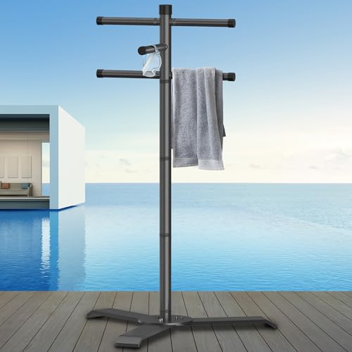Scisum Pool Towel Rack Outdoor - Heavy Duty Alloy Steel Free Standing...