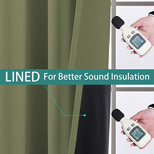 Image of Yakamok Sage 100% Blackout Patio Door Curtain Panels W100 x L84,1 Panel | Noise Reducing Barrier Panel for Sliding Glass Door, 2 Thick Layers Heat Full Light Blocking Patio Door Drapery