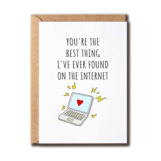 VKNDesigns Cute Anniversary Card - you're the best thing I've ever found on the internet - Funny Greeting Card - Valentines Day Card - Card For Husband Wife