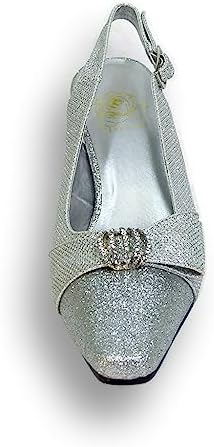 Floral Emma (DP790) Women Wide Width Evening Dress Shoe for Wedding, Prom, and Dinner Silver 8 | Image 1