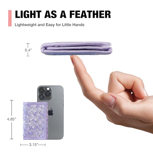 Image of Kids Wallets for Girls, Little Girls Wallet for Kids, Wallet for Teen Girls, Toddler Wallet for Girls with Magic Sticker, RFID Nylon Wallet /Canvas Wallet with Coin Pocket for Gifts, Purple Leaf