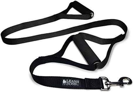 Leashboss Original - Heavy Duty Dog Leash for Large Dogs - No Pull Double Handle Training Lead for Walking Big Dogs - Dog Leashes with Padded Handle for Control and Safety (Classic Black)