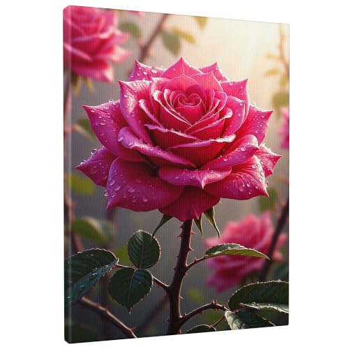 Cuadro de rosas en lienzo envuelto que aporta luz y estética primaveral