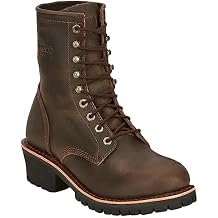 Chippewa Men`s Brown 8In Round Soft Toe Work Boot Brown 9.5 D