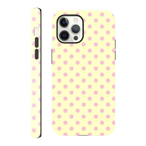 lioscre Cute Yellow Pink Polka Dot Phone Case for iPhone 12 Pro Max 6.7"