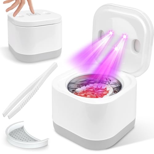 FOHYLOY Limpador de retentor ultrassônico, limpador ultrassônico de 200 ml, 45 kHz com UV e 2 modos