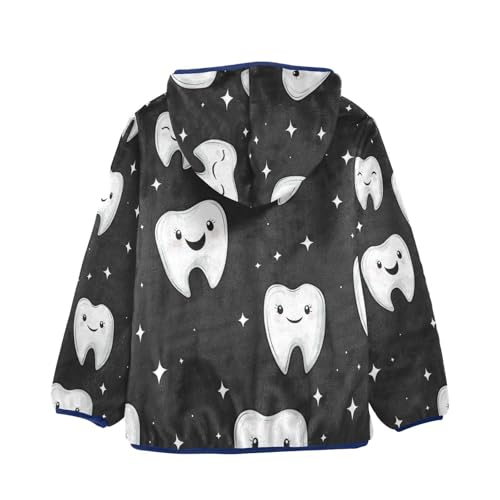 Toothy Faces on Black Toddler Fleece Jacket Girl Boys Hooded Fleece Jacket Coat Warm Outwear Zip-up 3-10T2