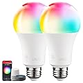 TORCHSTAR A21 Smart Light Bulbs, WiFi & Bluetooth, Work with Alexa Echo Google Home Assistant Siri, 2000K-5000K RGBCW Full Color Changing Smart LED Bulb, No Hub Required, 75W Eqv., E26 Base, Pack of 2
