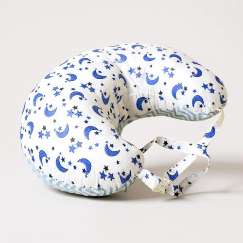 Image of VParents Multipurpose Baby Feeding Nursing Cum Maternity Pillow for New Born Cotton, Recommended for Maternity, Nursing, Medical Galaxy (Blue) 110707