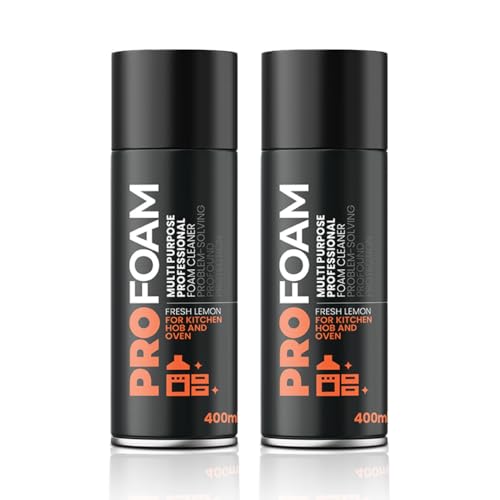 Profoam Oven, Grill & Barbecue Cleaner. Heavy Duty Oven Cleaner & Degreaser. Removes Baked On Food and Burnt In Grease Fast. (400ml) Foam Spray. Made In The UK. (PACK OF TWO)