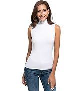 LAGKQS Womens Sleeveless/Long Sleeve Turtleneck Shirt Soft Slim Fit Solid Blouse Tee Shirts Casua...