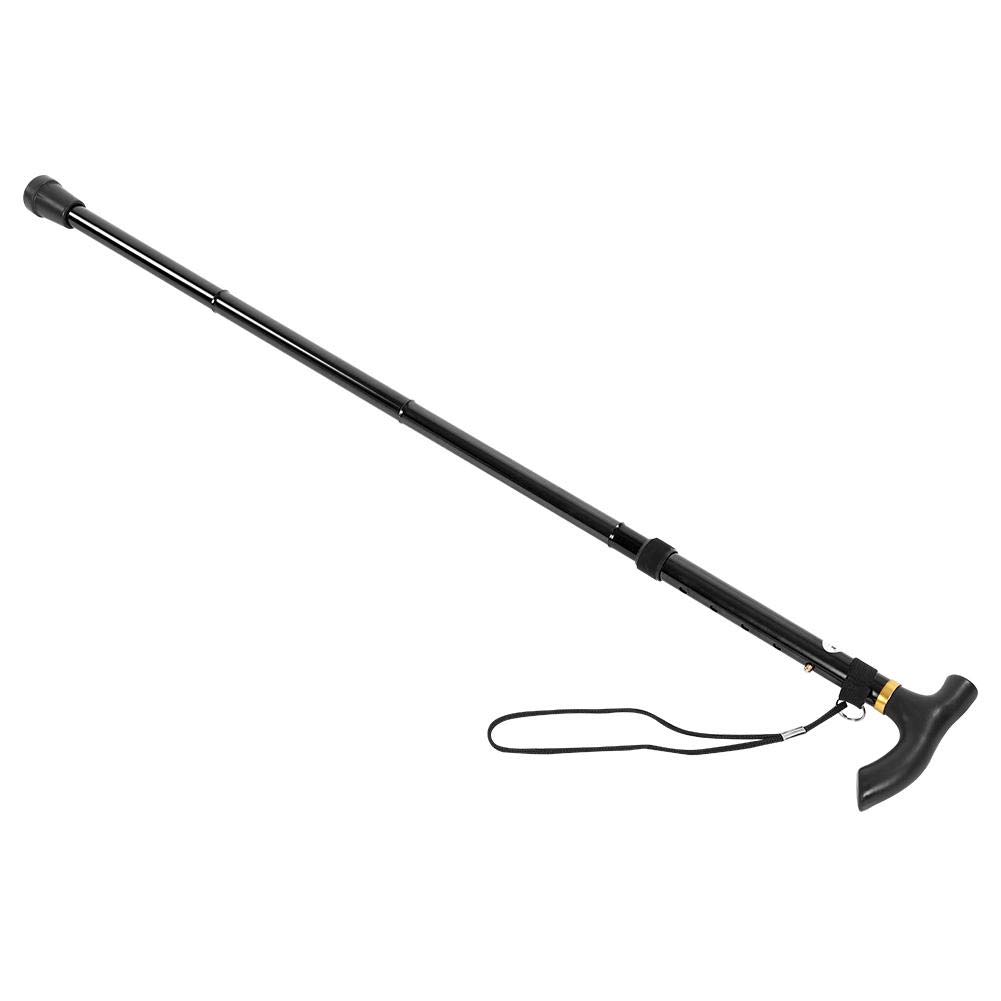 Bastón plegable / bastón / bastón de escalada / anciano multifunción(Negro)