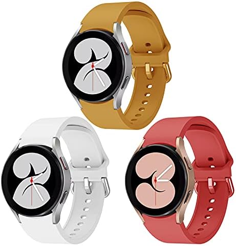 [NINKI] 三つ入りバンド Galaxy Watch 7 6 5 4 (44mm 40mm) 6 Classic 47mm 43mm 4 Classic 46mm 42mm 5 pro 45mmに対応 シリコン製 防水防汗 運動用ベルト 男性女性ストラップ 多色選択 通気性良き（5―白色＋黄色＋赤色）