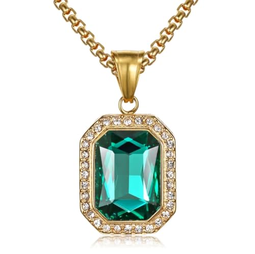 Image of BENHRFTHO Iced Out Small Square Black Crystal Pendant Necklace For Men/Women Bling Rhinestone Hip hop Jewelry With Box Chain Drop Shipping