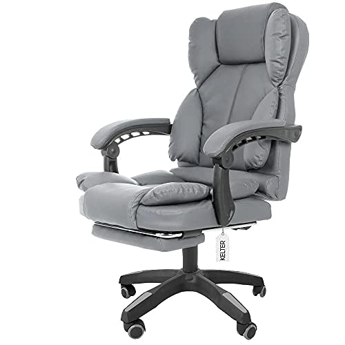 Cadeira Presidente Escritório Com Apoio Para Os Pés Kelter F12 Cinza