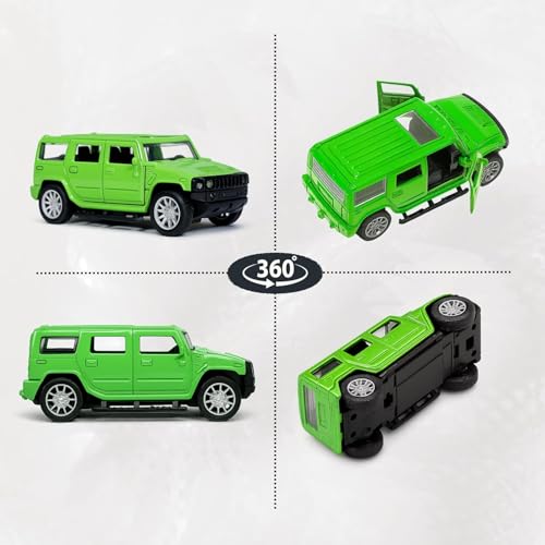 Image of Amisha Gift Gallery Hummer SUV Diecast Metal Car Toy for Kids, Green | Scale Racing Model, Pull Back Action, Opening Doors, For Kids Boys and Girls