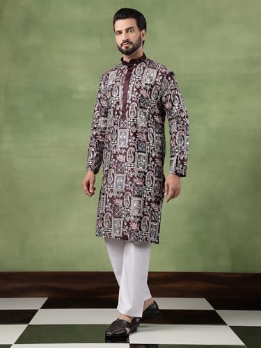 Kurta bordada de algodón Sojanya y pijama tradicional de hombre 3