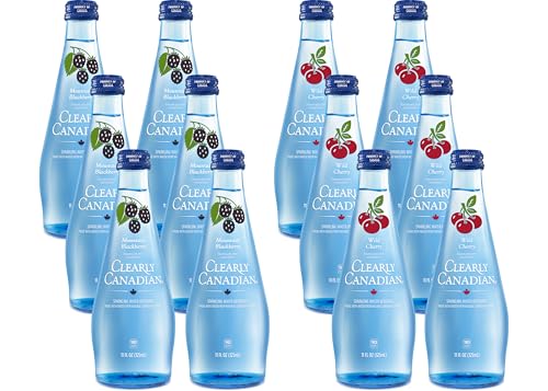 Image of Clearly Canadian Sparkling Flavored Water, 11 oz Glass Bottles - Variety of Refreshing Flavors, Premium Carbonated Beverage, Available in 12-Pack and 24-Pack Options (12 Pack, Cherry /Blackberry)