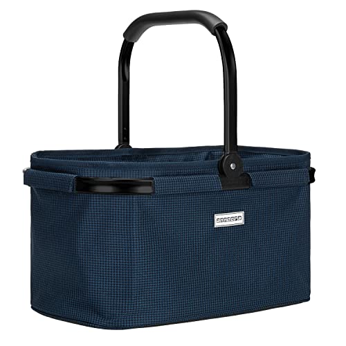 anndora Einkaufskorb 22 Liter Korb Picknickkorb - Hahnentritt Blau