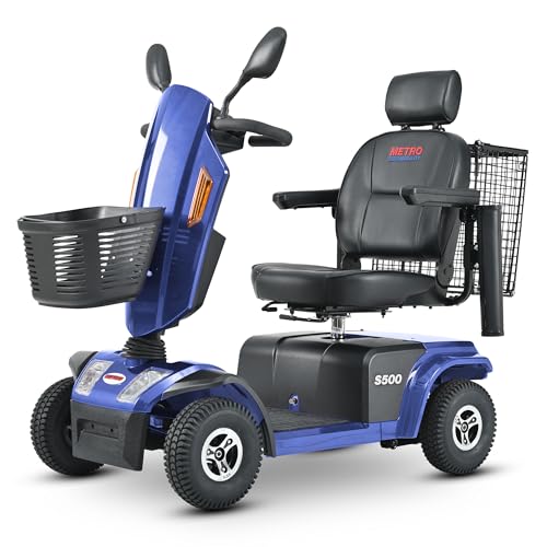 4 Wheel Heavy Duty Mobility Scooter for Adults, Seniors Mobility Scooter, 25Miles Range, Lots of Legroom, with Rearview Mirror and Front & Rear LED Lights, Blue, 350lbs Weight Capacity