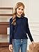 Haloumoning Girls Long Sleeve Polo Shirts Kids Peter Pan Collar School Uniform Shirts Cute Tops 5-14Y Navy