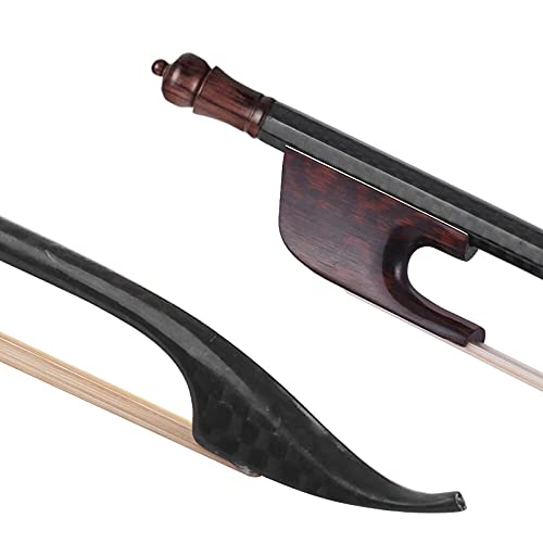Tomshin Arco de violino estilo 4/4 Arco de violino Fibra de carbono vara redonda pau de cobra ponta