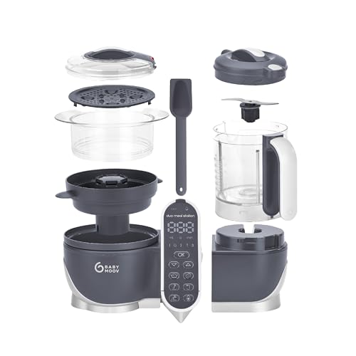 Babymoov A001125 Duo Meal Station Grey: Multi-Speed Baby Food Maker Steamer And Puree Blender thumb #7