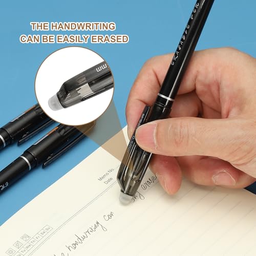 PATIKIL Bolígrafos borrables 0.5mm, pack 12 tintas negras miniatura 3