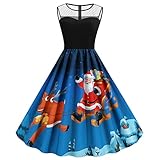 Hawkimin Weihnachtskleid Damen Elegant Ärmellos Vintage Weihnachtskleider für Damen Etuikleid Damen Retro Abendkleid Frauen A-Linie Kleider Christmas Dresses Mädchen Festlich Schwarzes Kleid Damen Eng