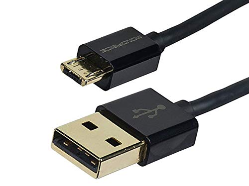 Monoprice 109762 Premium USB to Micro-B / Micro USB Charge & Sync Cable 6ft- Black w/ Gold Plated Connectors For Android, Samsung, HTC, Nokia, Sony and More