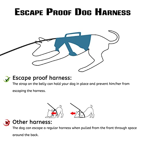 No Escape Dog Harness, Escape Proof Harness, Fully Reflective Harness With Padded Handle, Breathable,Durable, Adjustable Vest For Medium Dogs Walking, Training, And Running Gear Blue (Medium) #TOP1
