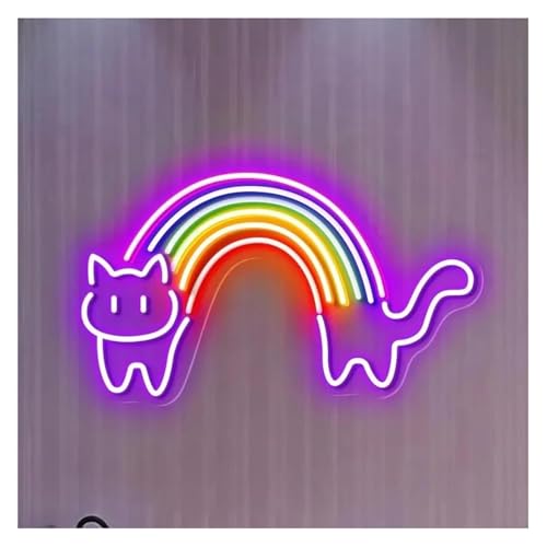 Néon mural chat arc-en-ciel pour chasser l'obscurité avec style