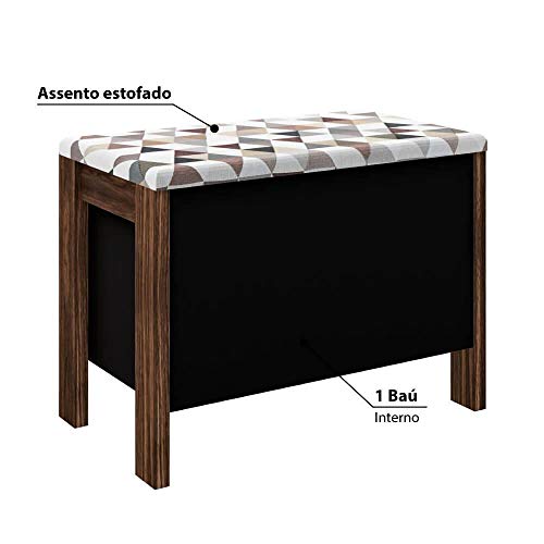 Tecno Mobili Puff AZ1013, Preto / Nogal Tecido 388