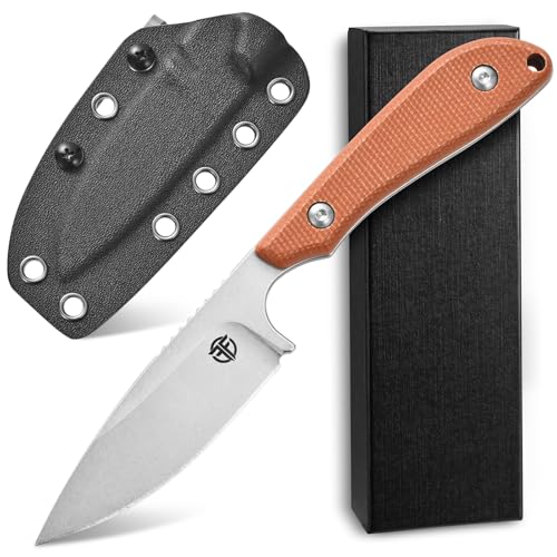 CCFFCC FF101 Micarta Handle Fixed Blade Knife, AUS-10 Steel Blade Full Tang Knife with Sheath for