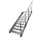 Produktbild Kaminbau Mierzwa Premium Stahl Treppe mit Geländer rechts komplett Verzinkt / 11 Stufen (Breite 1200 mm) (Höhe 209 cm) Wetterfest Gitterroststufe Gartentreppe