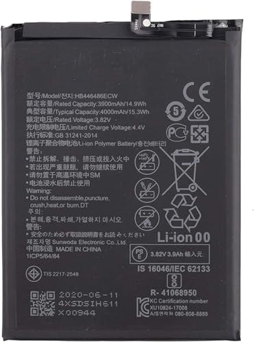 Batería de repuesto para teléfono móvil HB446486ECW de 3,82 V 14,9 Wh compatible con Huawei P Smart Z nova 5i Honor 9X Pro Enjoy10 Plus STK-LX1 GLK-LX1 GLK-LX2 GLK-LX3 Series