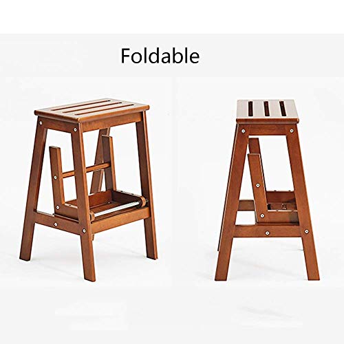 Taburete de madera maciza DASHADAO con acabado premium y estructura de silla escalera 5