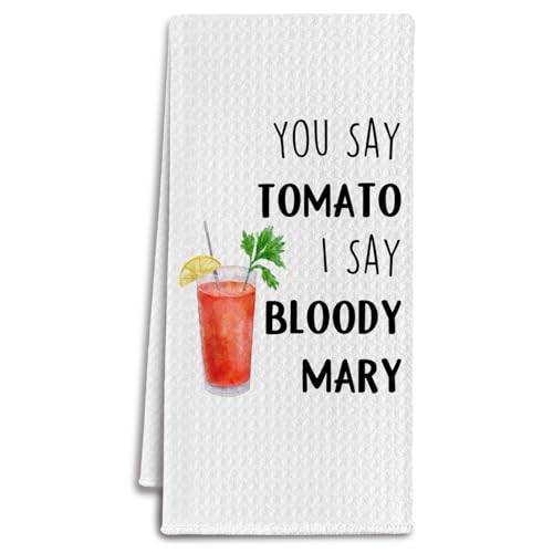 IRTAGANNY Trendy Bloody Mary Cocktail Kitchen Towels Gifts for Cocktail Lovers Bloody Mary Gifts Dish Tea Hand Towels for Kitchen Bar Cart Decor 16x24 Inch