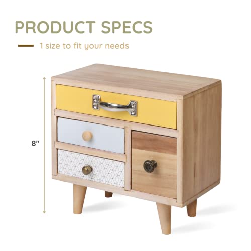 Slpr Winston Wooden Desk Organizer With 4 Drawers | Small Decorative Natural Wood Storage | Office Supplies Desk Organizer #TOP7