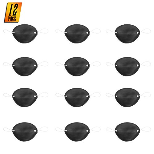 Skeleteen Pirate Black Eye Patch - Eyepatch for Pirate Themed Party Favors and Decorations - 12 Pack